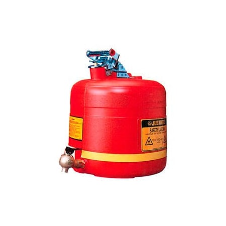Justrite Liquid Disposal Safety Can, Polyethylene, 5 gal, Corrosives, Red 14545